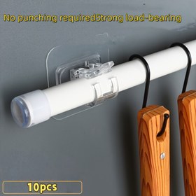 Resim 10 adet Deliksiz Kendinden Yapışkan Perde Çubuğu Braketi - Güçlü Yük Taşıyıcı Duvar Montajları, Ev ve Otel Kullanımı için Çağdaş Plastik Tasarım, Kolay Kurulum, Hasar Gidermez Askı, Perde Çubuğu Tutucu, Otel Pencere Tedavisi, Minimalist Dekor, Dayanıklı Plastik, Deliksiz Kurulum, Şık Tasarım, Sağlam İnşaat, Apartman Yaşamı 