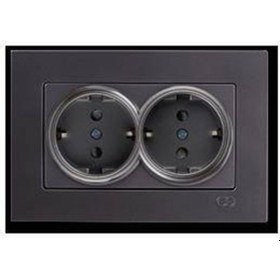 Resim Günsan Eqona Metalik Füme Ikili Topraklı Priz - Çerçevesiz 