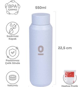 Resim Espressolab Mavi Mat Dokulu Paslanmaz Çelik Matara 550 ml Kapaklı No:101 