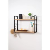 Resim Mudesa Metal Ahşap Banyo Duvar Rafı Duvar Monte Banyo Organizer 