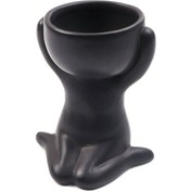 Resim Lemestar Küçük Sücculent Bitkileri İçin Seramik İnsan Figürlü Süs Tepsisi - Minimalist Ev Dekorasyonu Siyah Yl1483 