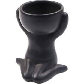 Resim Lemestar Küçük Sücculent Bitkileri İçin Seramik İnsan Figürlü Süs Tepsisi - Minimalist Ev Dekorasyonu Siyah Yl1483 