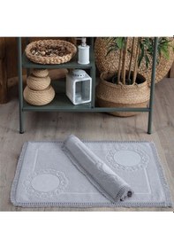 Resim Püskül Dantelli Ayak Havlusu 50 X 70 Cm 2'li Gri 