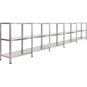 Resim Galvaniz Raf Galvanizraf® 3 Katlı 5 Li Bitişik Galvaniz Çelik Raf Arşiv Rafı Depo Rafı Kiler Rafı 31X60X100 