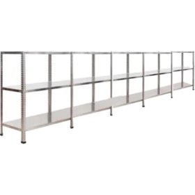 Resim Galvaniz Raf Galvanizraf® 3 Katlı 5 Li Bitişik Galvaniz Çelik Raf Arşiv Rafı Depo Rafı Kiler Rafı 31X60X100 