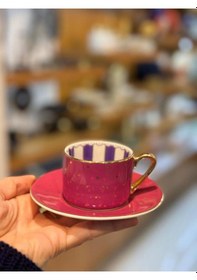 Resim 6 Renk Puantiyeli 6 Kişilik Türk Kahvesi Fincanı Çok Renkli 