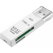 Resim Gajeena Beyaz Usb 3.0/2.0 Çift Taraflı Sd-tf Kart Okuyucu, 5 Gbps Hızlı Veri Transferi, Taşınabilir Ve Dayanıklı Abs Kasa 