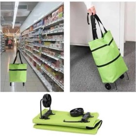 Resim Alışveriş Çantası Katlanabilir Pazar Arabası Tekerlekli Pazar Arabası Katlanabilir - Lisinya 