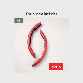 Resim Chuangyinshop Evrensel Kaymaz Karbon Fiber Direksiyon Kılıfı Kırmızı 2 Adet Araç Görünümünüzü Yükseltin Kırmızı 2 