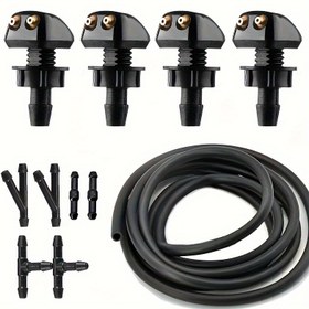 Resim Evrensel Araç Silecek Nozulu Kit - Dayanıklı 2M Hortum, 6 Esnek Bağlantı Elemanları, 4 Hassas Çift Delik Püskürtücüler - Evrensel Olarak Uyumlu 