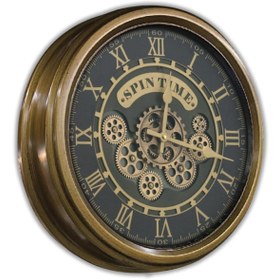 Resim GOLD TİMES Spin Time Çarklı Duvar Saati Bakır Renk 50 Cm 