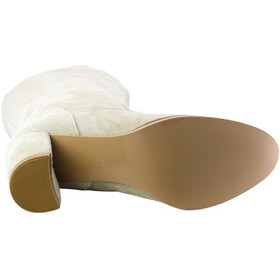 Resim Hobby 26081s Hakiki Süet Deri Kadın Topuklu Çizme Bej 