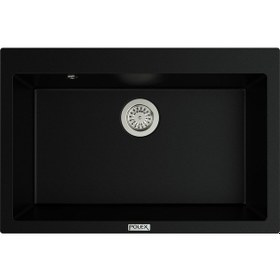 Resim Polex Cristalüx Granit Evye P-X76 Siyah Tezgah Altı Ve Tezgah Üstü Mutfak Evyesi 75x50 CM 