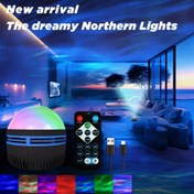 Resim 1 adet Kuzey Işıkları Proje Lambası, USB Güçlü LED Aurora Etkisi Aydınlatma ile Uzaktan Kumanda, Şarj Edilemeyen Düğme Pili, Partiler, Doğum Günleri, Yatak Odası Ev Dekoru için İdeal 