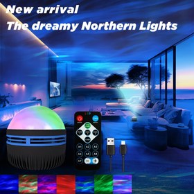 Resim 1 adet Kuzey Işıkları Proje Lambası, USB Güçlü LED Aurora Etkisi Aydınlatma ile Uzaktan Kumanda, Şarj Edilemeyen Düğme Pili, Partiler, Doğum Günleri, Yatak Odası Ev Dekoru için İdeal 