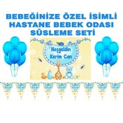 Resim Sunligo Sevimli Hayvanlar Hastane Bebek Odası Süsleme Seti Bebeğinizin Ismine Özel Mavi - Pembe Seçenekli B1 