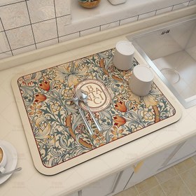 Resim 1 adet, Kumaş Bulaşık Kurutma Matı, Fantazi Stil Süzme Matı, Diyatom Çamuru Mutfak Süzgeci Ped, Kase ve Tabak Kurutma Ped, Yıkanabilir Bar Masası Su Emme Ped, Isı Yalıtım Pedleri, Masaüstü Koruma, Ev Mutfak Masası Dekorasyonu, Masaüstü Aksesuarları 