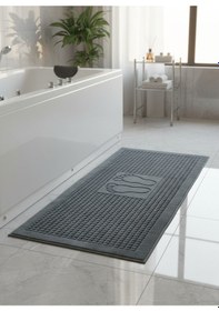 Resim Zivra Antrasit Ayak Havlusu - 70x130cm, 790gr, %100 Pamuk, Spa Ve Otel Banyo Paspası, Günlük Kullanıma Antrasit 