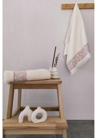 Resim 2'li Kabartma Bordürlü & Püsküllü Havlu Seti - %100 Pamuk El Havlusu - 50x85 Cm-kahve Kahve Kahve 