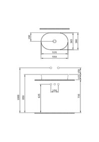 Resim Bocchi Sottile Slim Line 1521-032-0125 Tezgah Üstü Lavabo Mat Somon 55 CM 1466841 