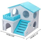 Resim Dancemonkey Mavi Ahşap Hamster Evi - Tırmanma Alanlı 2 Katlı Oyuncak 