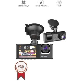 Resim Depozee Ta-01 Siyah 1080P Araç Içi 3 Kameralı LCD Ekranlı Gece Görüşlü , G-Sensör , Geri Görüş Kamera 