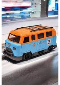 Resim Pilli Işıklı Sesli Sürtmeli Kapıları Açılan Minibüs Turuncu - Mavi 