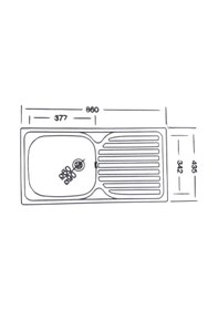 Resim Livinox Dorian86 Tek Gözlü Desenli Tezgah Üstü Sol Damlalıklı Paslanmaz Çelik Mutfak Eviyesi Inox 43.5 x 86 CM 