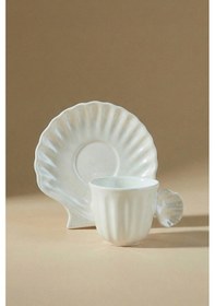 Resim Karaca İstiridye Lüsterli 6 Kişilik Kahve Fincan Takımı 90 Ml beyaz 