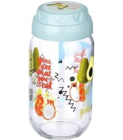 Resim Vintage Dekoratif Desenli Cam Kavanoz 1000 Ml - 33,8 Oz - Avoka Çok Renkli 