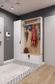 Resim ASRA TREND V-01 Portmanto 150 cm - Modern Vestiyer, Sonoma & Beyaz,%100 MDFLAM, 5’li Askılık ve Çok Raflı Ayakkabılıklı Antre Dolabı 