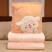 Resim Zhuque Karikatür Yastık Yorgan Çift Amaçlı 2'si 1 Arada Araba Sevimli Katlanır Klima Ofis Için Kalınlaşmış Araba Yastığı (Yurt Dışından) 