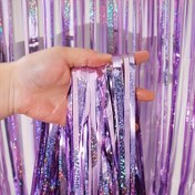 Resim 100.0x200.0 cm Parıldayan Mor Lazer Yağmur Perdesi Püsküller - Elektrik Gerektirmeyen, İç Mekan Etkinlikleri & Kutlamalar için Kolay Asılan Düğün Doğum Günü Süslemeleri 