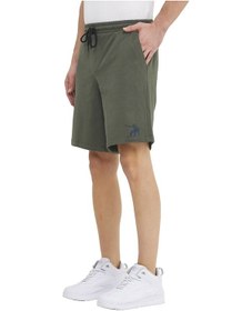 Resim Reflektör Logo Baskılı Pamuklu Spor Şort Haki 