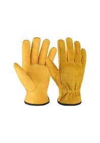Resim Sarı Renkli Deri İş Eldiveni - Araç Tamiri, Bahçe İşleri, Paketleme Ve Kaynak İçin 