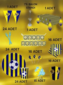 Resim 24 Kişilik Lacivert Sarı Taraftar 2xl Paket - Doğum Günü Parti Ve Eğlenceli Etkinlikler 7 
