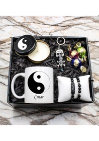 Resim Kişiye Özel Yin Yang Kupa & Isme Özel Ikili Boncuk Bileklik & Yin 