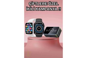Resim İsmiyle Al Mey Ithalat® Powerbank Bluetooth Kulaklık ve Yeni Model Akıllı Saat Seti Anc Özelliği Dokunam 