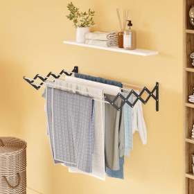 Resim Ayz Akordiyon 100cm Çelik Gövde Kurutmalık Çamaşır Askısı Duvara Asılan Kurutucu Çamaşırlık Antrasit 