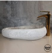 Resim SİPAHİMARBLE Gümüş Traverten Şekilsiz Elips Lavabo 