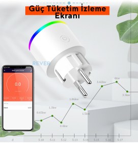 Resim ozbience Akıllı Wi-Fi Priz, Tuya Destekli, RGB LED Işıklı, Güvenli Elektrik Kullanımı 