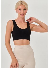 Resim Rosella Model Kalın Askılı Extra Sıkılaştırıcı Pedsiz Spor Sütyeni Siyah Renk101 Siyah 