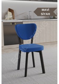 Resim Faymend 1 Adet Elma Model Mutfak Sandalyesi Salon Sandalyesi Yemek Sandalyesi Cafe Restaurant Sandalyesi Mavi 