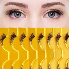 Resim 10 çift yarı kirpik kedi gözü şeffaf bantlı ince yapay kirpikler doğal makyaj etkisi 3/4 köşe kısa aksesuar kirpikler günlük kullanım için uygun, yeniden kullanılabilir 