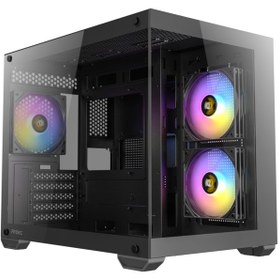 Resim Antec Cx600m Rgb Mini Tower Oyuncu Kasası - 270 Panoramik Temperli Cam - 3x120mm Argb Fan - Micro-atx / Itx - Usb Type-c - Çift Bölmeli Tasarım - Dikey Hava Akışı 