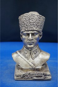 Resim Mustafa Kemal Atatürk Büstü Heykel Biblo Özel Tasarım Ofis Aksesuar Ev Dekor Hediyelik 16 Cm Altın 