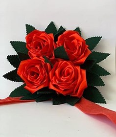 Resim Allhandmadegifts EL YAPIMI SATEN GÜL BAĞLAMA 28 CM 