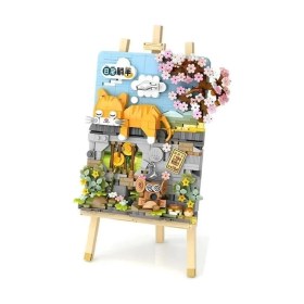 Resim NessiWorld LZ1386 Loz Yatan Kedi Ahşap Boyama Block Oyuncak 787 Parça 