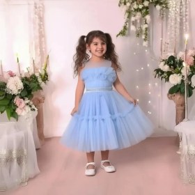 Resim Ahsenim Bebe Göğüs Fırfırlı Kız Çocuk Abiye Elbise 5-10 Yaş 