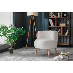 Resim KUMSSHOP ÇOK AMAÇLI OTURMA SALON YATAK MUTFAK OFİS İÇİN KALİTELİ TEDDY-NUBUK KUMAŞ AHŞAP AYAK TEKLİ BERJER 